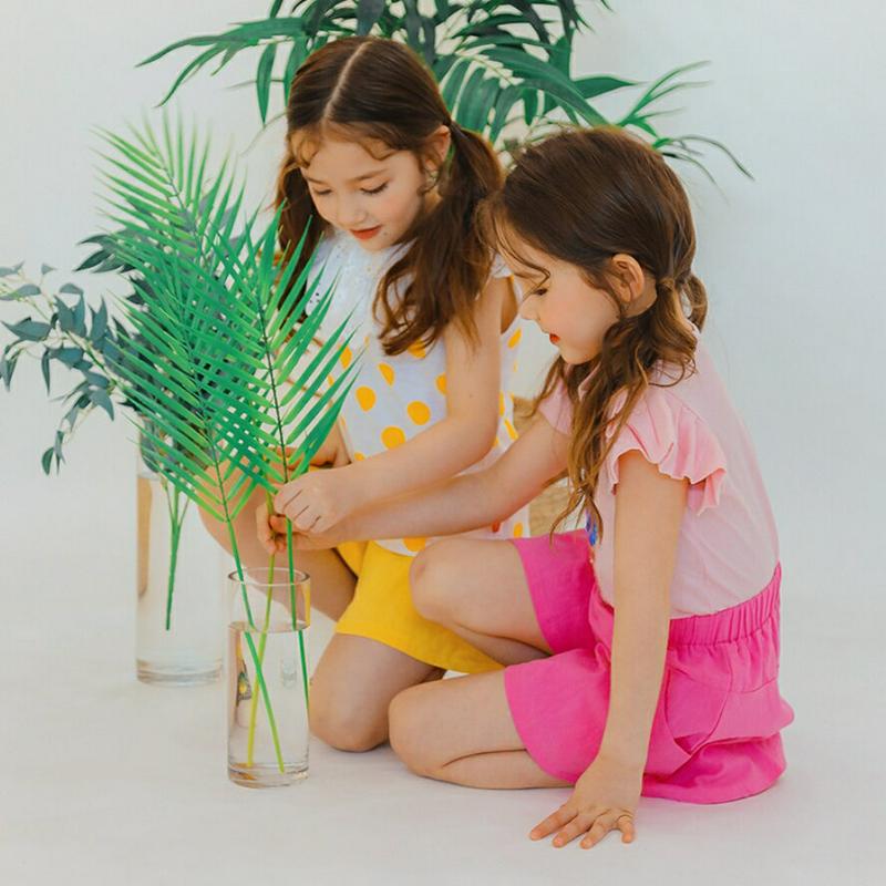 レースラッフルカラードットスリーブレス p002155 キッズ 【3~8才】【tops】【韓国 ファッション トップス ノースリーブ カットソー フリルネック パンチングレース ドット 柄 パターン コットン100 女の子 子供 乳幼児 春 夏】【KIDS】