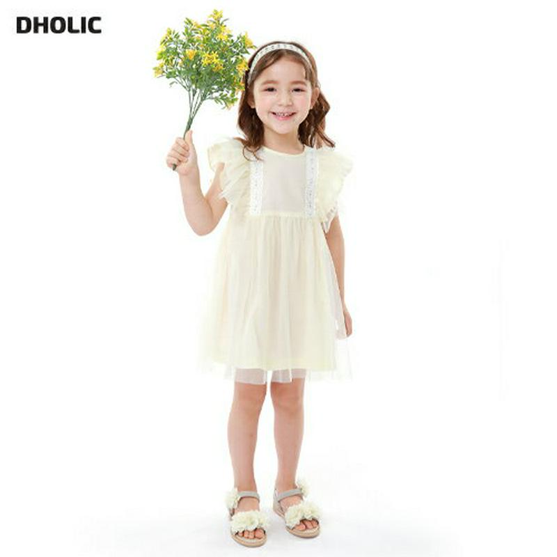 フリルスリーブレースラインワンピース p002232 キッズ 【3~8才】【ops】【ワンピース ミディワンピース 膝丈 膝上 ラウンドネック キャップスリーブ フレンチスリーブ フリル レース フレア Aライン 女の子 子供 乳幼児 春 夏】【KIDS】