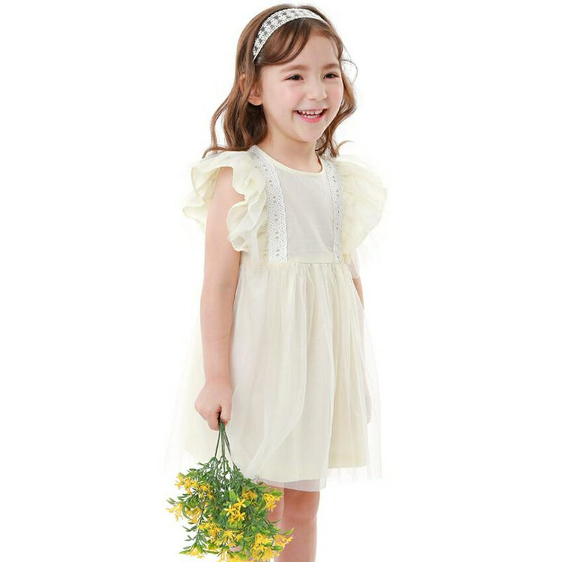 フリルスリーブレースラインワンピース p002232 キッズ 【3~8才】【ops】【ワンピース ミディワンピース 膝丈 膝上 ラウンドネック キャップスリーブ フレンチスリーブ フリル レース フレア Aライン 女の子 子供 乳幼児 春 夏】【KIDS】