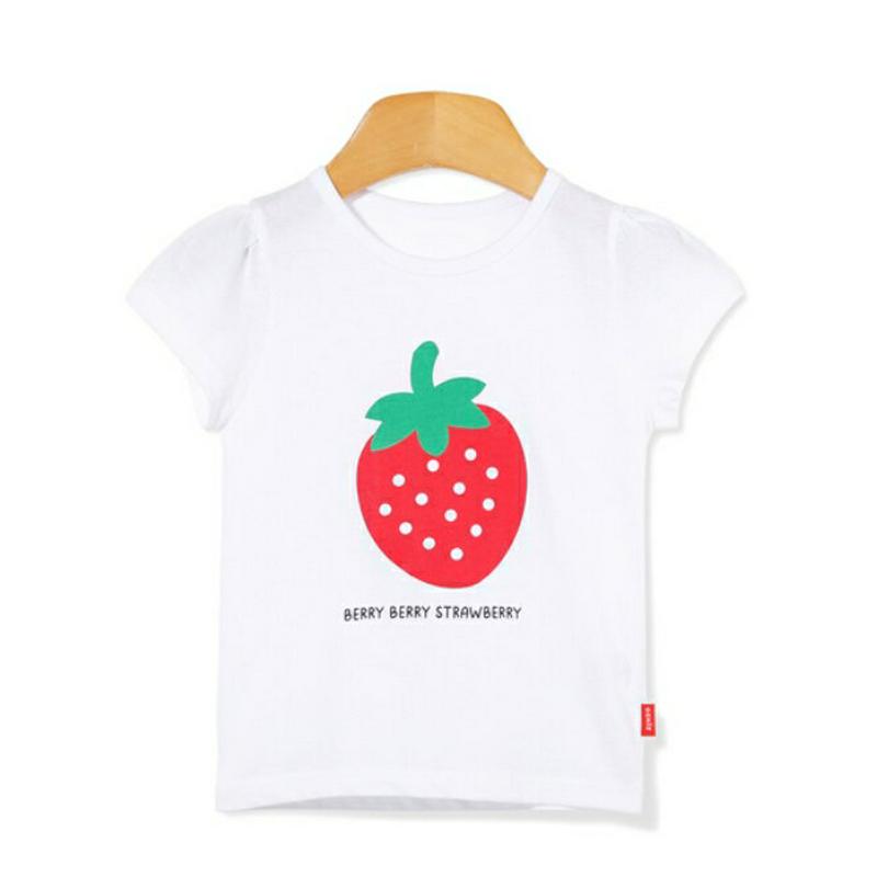 ストロベリーTシャツ&パンツSET p002235 キッズ 【3~8才】【SET】【韓国 ファッション セット 上下セット Tシャツ 半袖 ハーフスリーブ ラウンドネック ハーフ パンツ 半ズボン 短パン ウエストゴム 柄 パターン イチゴ 子供 乳幼児 春 夏】【KIDS】
