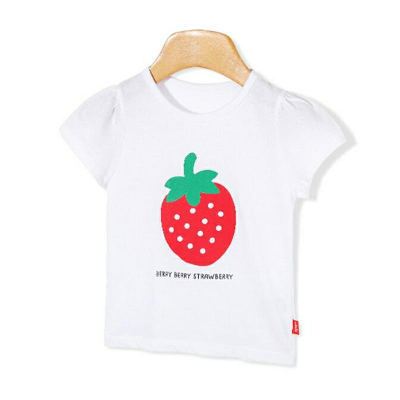 ストロベリーTシャツ&パンツSET p002235 キッズ 【3~8才】【SET】【韓国 ファッション セット 上下セット Tシャツ 半袖 ハーフスリーブ ラウンドネック ハーフ パンツ 半ズボン 短パン ウエストゴム 柄 パターン イチゴ 子供 乳幼児 春 夏】【KIDS】