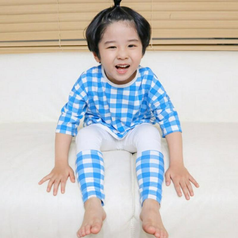 ギンガムチェックSET p002239 キッズ 【3~8才】【SET】【韓国 ファッション セットアップ セット トップス Tシャツ ラウンドネック 長袖 カットソー ボトムス レギンス ロング ストレッチ 上下セット 女の子 男の子 子供 乳幼児 春 夏】【KIDS】