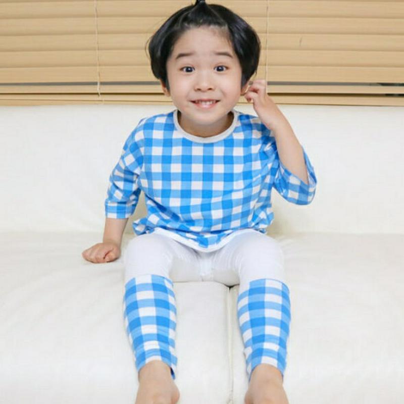 ギンガムチェックSET p002239 キッズ 【3~8才】【SET】【韓国 ファッション セットアップ セット トップス Tシャツ ラウンドネック 長袖 カットソー ボトムス レギンス ロング ストレッチ 上下セット 女の子 男の子 子供 乳幼児 春 夏】【KIDS】