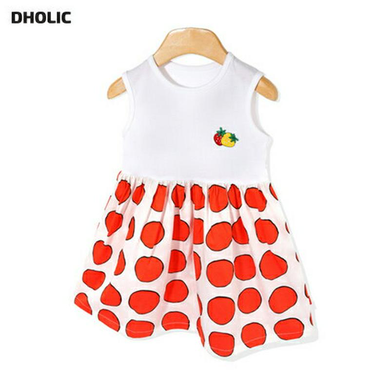 ドットフルーツワンピース p002240 キッズ 【3~8才】【ops】【韓国 ファッション ワンピース ミディワンピース 膝丈 膝上 ラウンドネック フレア ノースリーブ スリーブレス 柄 女の子 子供 子供服 子供用 乳幼児 春 夏】【KIDS】