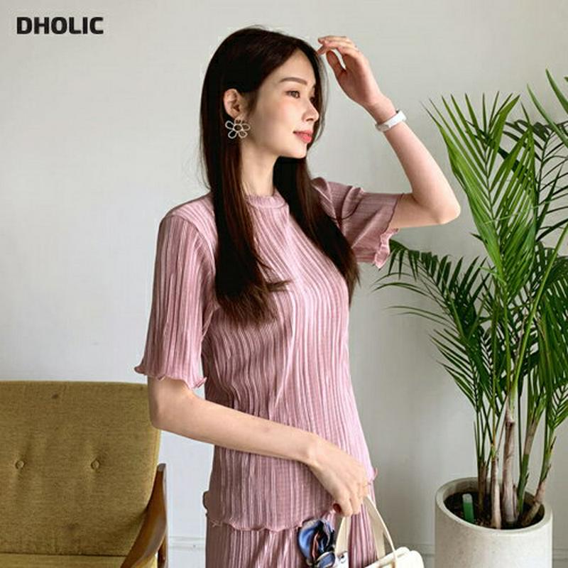 ウェーブプリーツTシャツ・全5色・t62204 レディース【tops】【トップス Tシャツ 半袖 ウェーブ ハーフスリーブ プリ