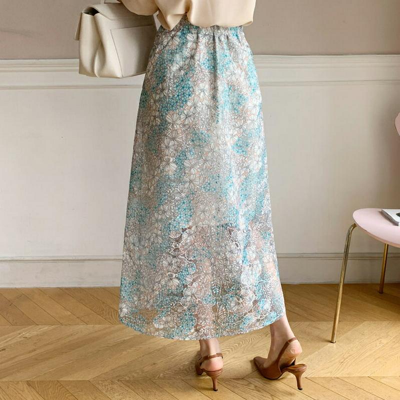 シアーフローラルスカート・全2色・b62208 レディース【sk】【スカート ロング ロングスカート フラワー 花柄 シアー 透