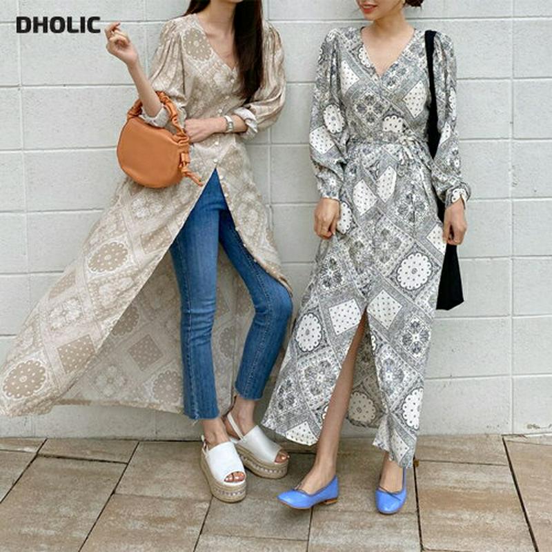 ストラップ付ペイズリーワンピース・全2色・t62203 レディース【ops】【ワンピース ロング ロングワンピース 長袖 ペイズ