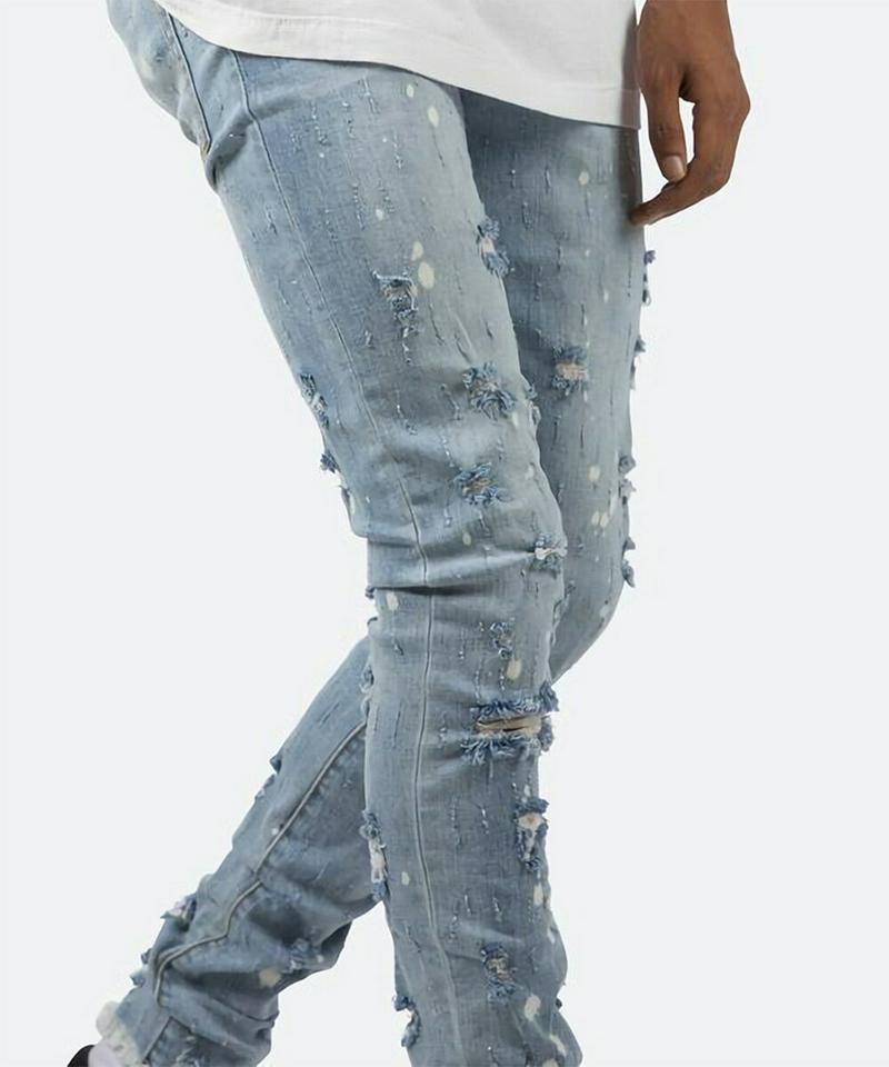mnml ミニマル メンズ パンツ X111 STRECH DENIM ブルー ボトムス スキニー デニム ダメージ 送料無料