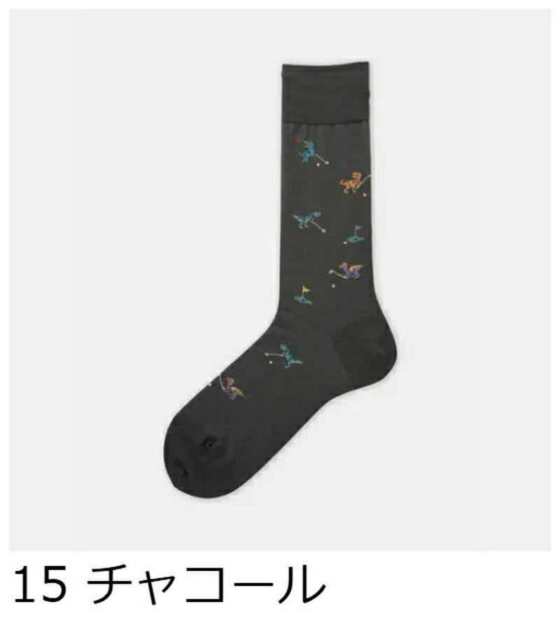 【あす楽】【Tabio MEN】 メンズ【父の日】恐竜ゴルフ柄 レギュラー丈 / 靴下屋 靴下 タビオ くつ下 クルー ギフト 