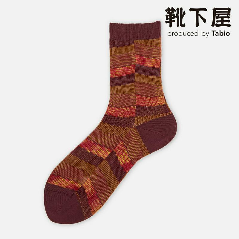 【あす楽】【Tabio】 ギザギザボーダージャカードソックス / 靴下屋 靴下 タビオ くつ下 クルー アフリカン レディース 