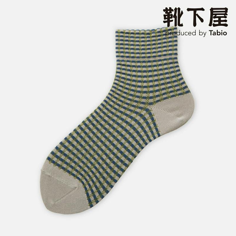 【あす楽】【Tabio】 涼感強撚糸スパイラルチェックショートソックス / 靴下屋 靴下 タビオ くつ下 ショート レディース 