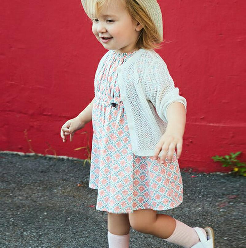 ギャザーネック花柄ワンピース・p002214 キッズ【3~8才】【ops】【ワンピース ミディ丈 ミディワンピース 花柄 フラワ