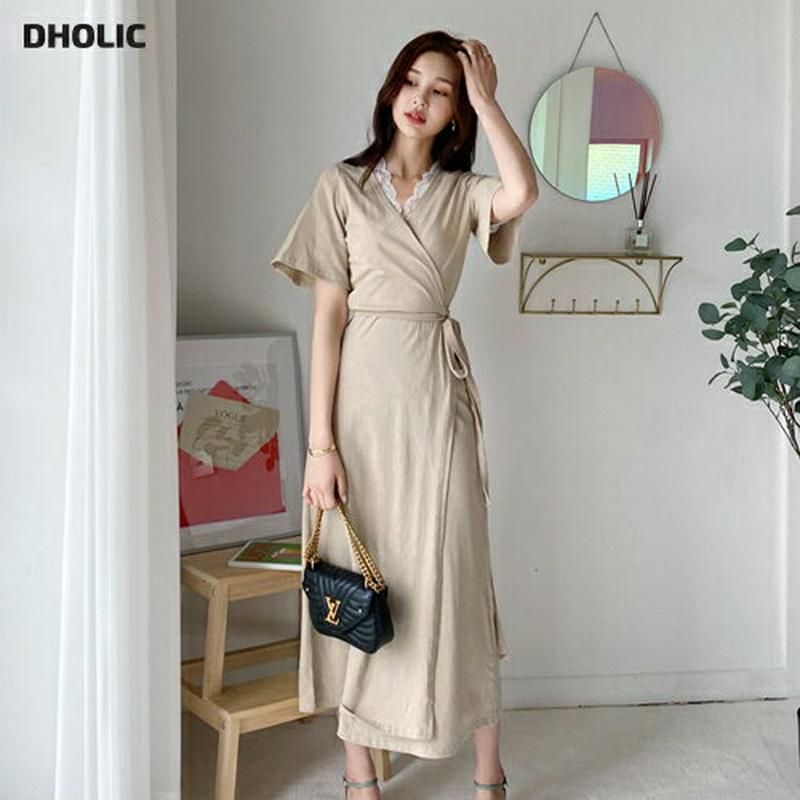 ラップフレアワンピース・全3色・t59577 レディース【ops】【ワンピース ロング ロングワンピース 半袖 ハーフスリーブ 