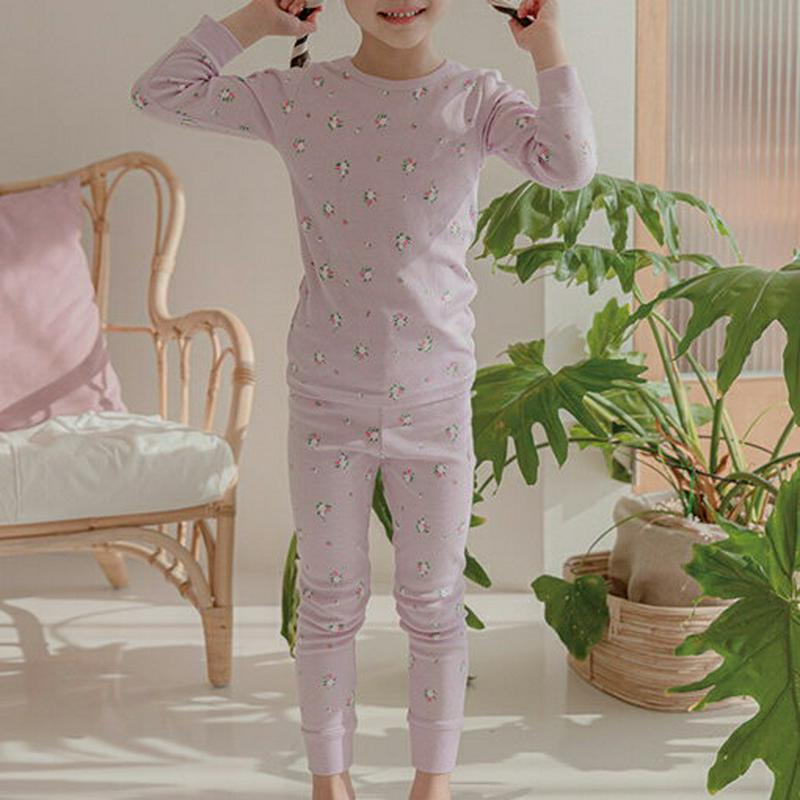 花柄パジャマ上下SET(フラワー)・p001089 キッズ【3~8才】【uw】【パジャマ 部屋着 ルームウェア 花柄 フラワー 