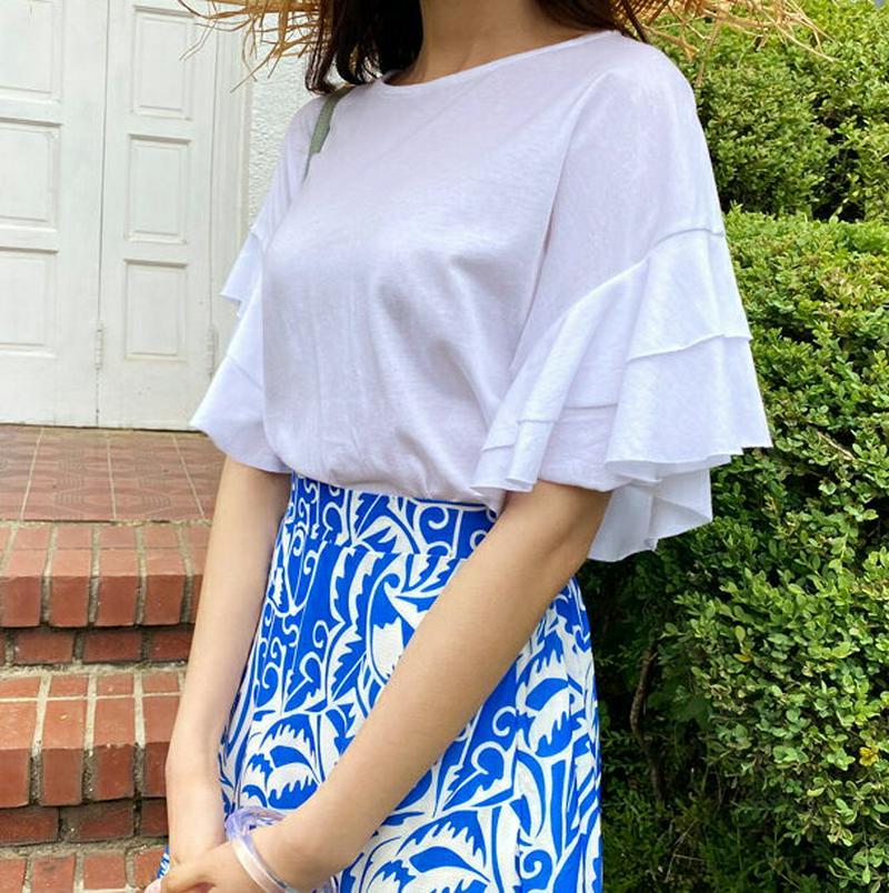 ティアードスリーブTシャツ・全2色・b59563 レディース【tops】【トップス Tシャツ 半袖 ハーフスリーブ ティアード 