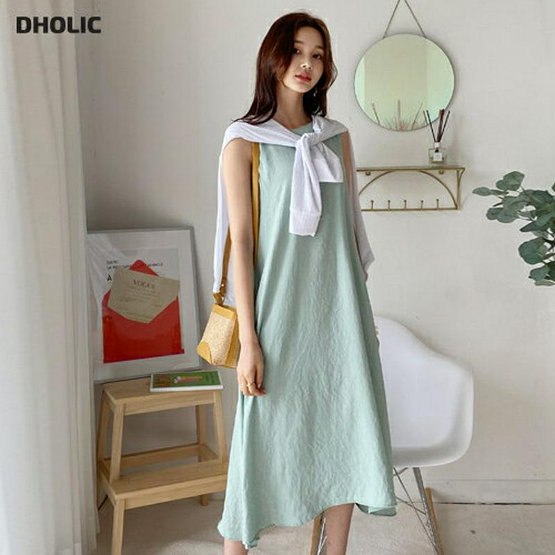 ラウンドスリーブレスワンピース・全4色・t59578 レディース【ops】【ワンピース ロング ロングワンピース キャミソールワ