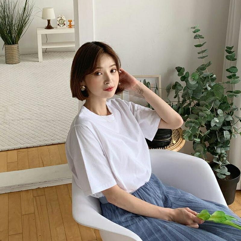 ≪人気商品再入荷≫バックスリットルーズTシャツ・全2色・b59564 レディース【tops】 韓国ファッション トップス Tシャツ 半袖 ハーフスリーブ スリット バックスリット バックコンシャス 単色 無地 シンプル カジュアル アンバランス 春 夏