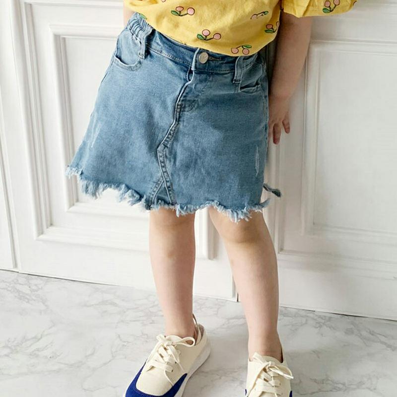 ダメージデニムスカートパンツ p001475 キッズ 【3~8才】【sk】【韓国 ファッション ボトムス スカート ミニスカート