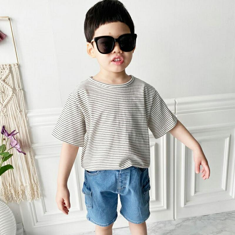 スリムボーダーTシャツ p001499 キッズ 【3~8才】【tops】【韓国 ファッション トップス Tシャツ カットソー 半袖 ショートスリーブ ハーフスリーブ パターン ボーダー 柄 プチプラ 子供 子供服 小学生 ジュニア 夏】【KIDS】