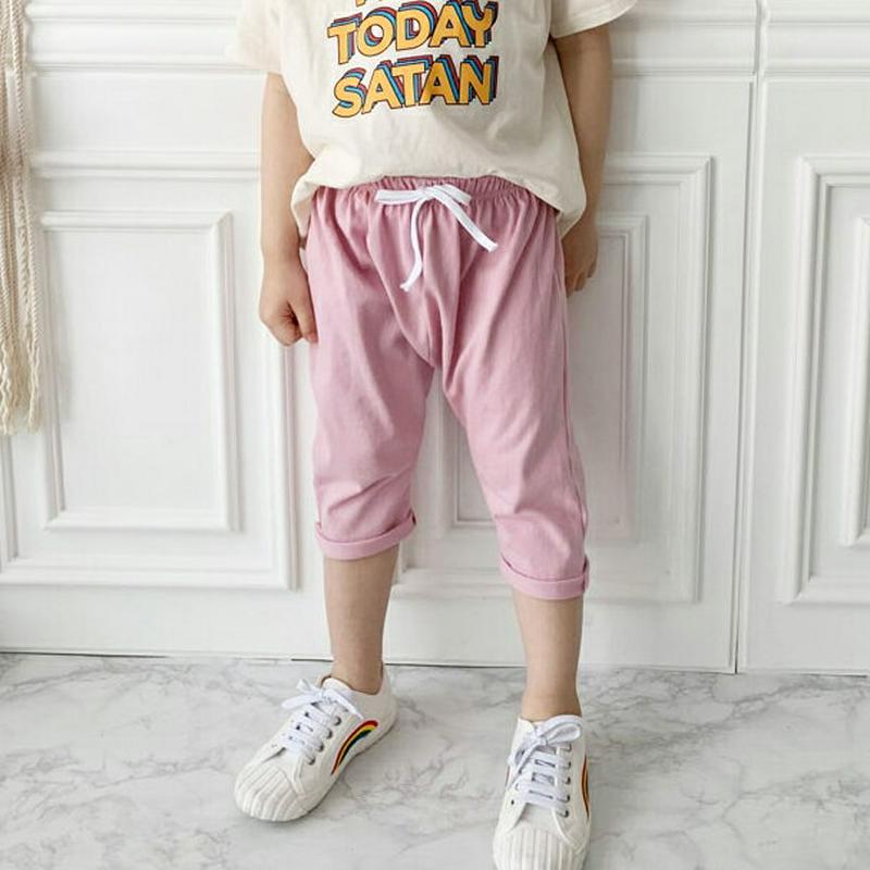 クロップドテーパードパンツ p002332 キッズ 【3~8才】【pt】【韓国 ファッション ボトムス パンツ ロング 7分丈 ウエストゴム 無地 テーパード スラウチ プチプラ ワンマイルウェア 子供 子供服 小学生 ジュニア 夏】【KIDS】