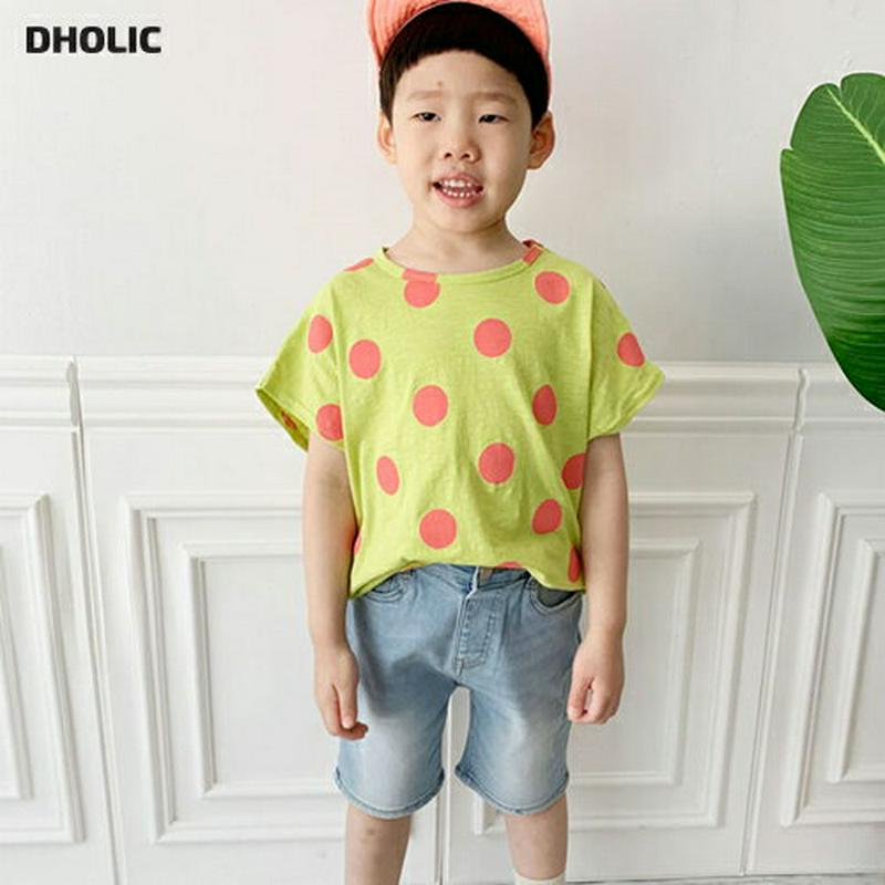 配色ドットTシャツ p002335 キッズ 【3~8才】【tops】【韓国 ファッション トップス Tシャツ カットソー 半袖 ショートスリーブ ハーフスリーブ パターン ドット プチプラ 子供 子供服 小学生 ジュニア 夏】【KIDS】