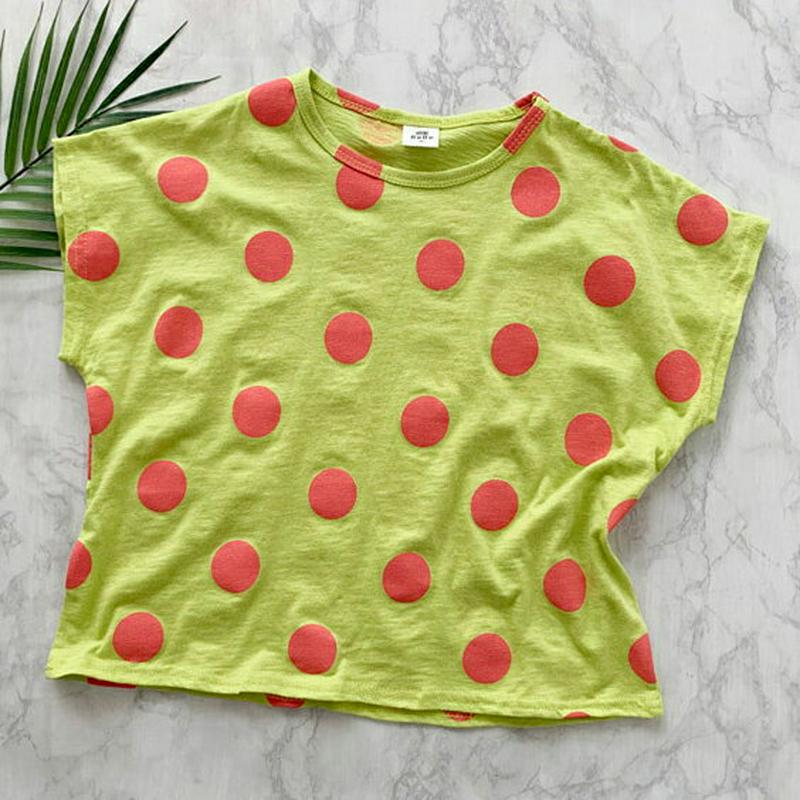 配色ドットTシャツ p002335 キッズ 【3~8才】【tops】【韓国 ファッション トップス Tシャツ カットソー 半袖 ショートスリーブ ハーフスリーブ パターン ドット プチプラ 子供 子供服 小学生 ジュニア 夏】【KIDS】