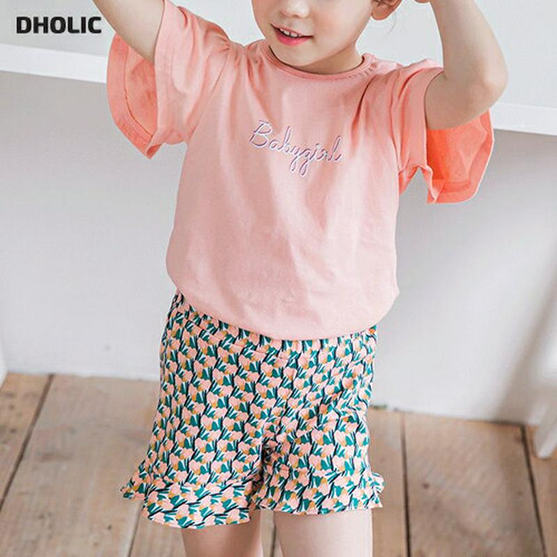 英字Tシャツ&パターンミニパンツSET(ピンク)・p002363 キッズ【3~8才】【set】【セット set トップス Tシャ