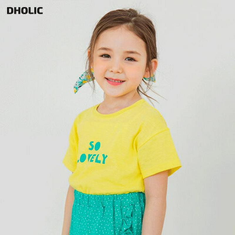 So lovely半袖Tシャツ(イエロー)・p002356 キッズ【3~8才】【tops】【トップス Tシャツ 半袖 ハーフスリ