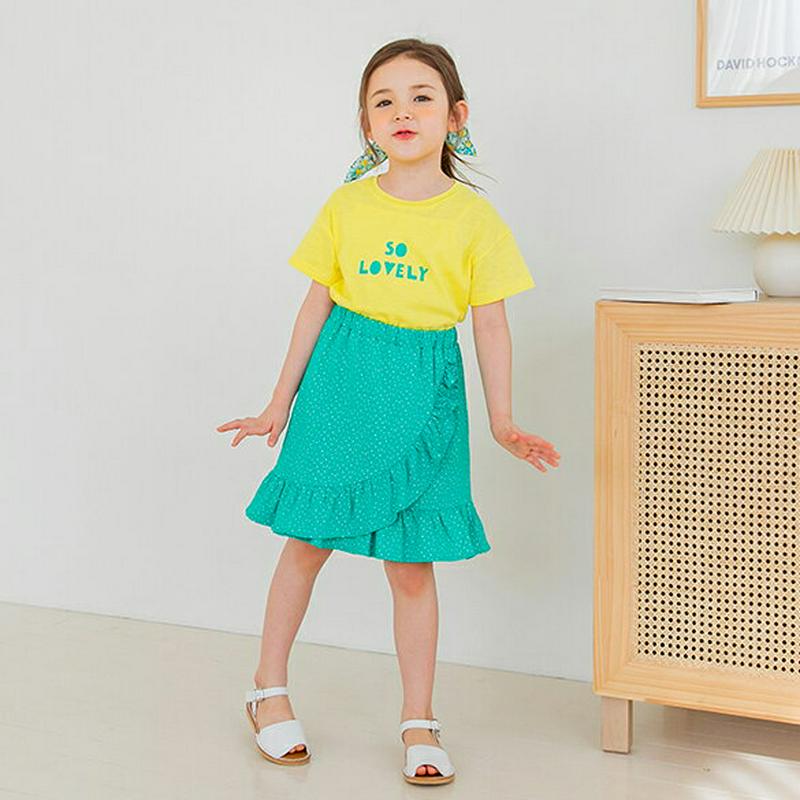 So lovely半袖Tシャツ(イエロー)・p002356 キッズ【3~8才】【tops】【トップス Tシャツ 半袖 ハーフスリ