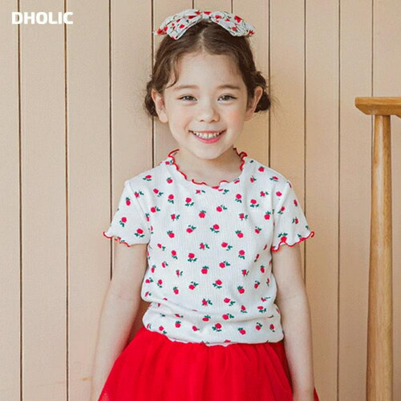 ローズメロウTシャツ(ホワイト)・p002352 キッズ【3~8才】【tops】【トップス Tシャツ 半袖 ウェーブ メロウ ロ