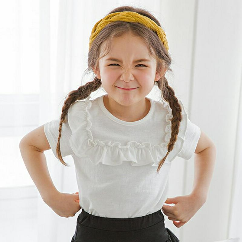 フリルボックスラインTシャツ(ホワイト)・p002355 キッズ【3~8才】【tops】【トップス Tシャツ 半袖 フリル 襟コ