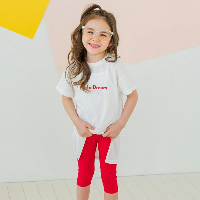 DreamスリットTシャツ&レギンスSET(ホワイト)・p002361 キッズ【3~8才】【set】【セット set トップス 