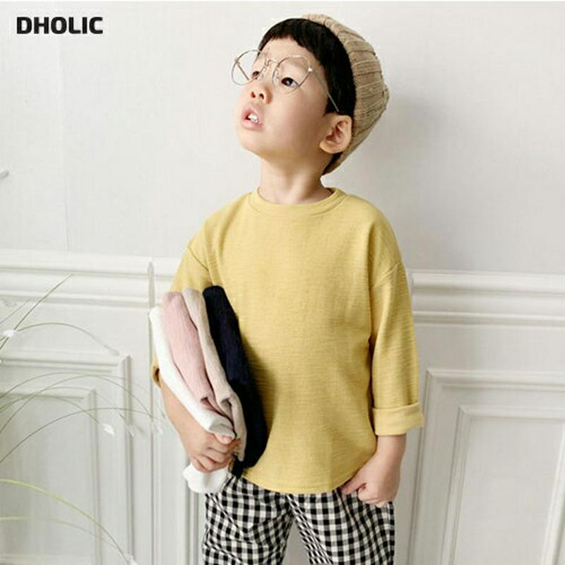 スラブコットンTシャツ・p001463 キッズ【3~8才】【tops】【トップス Tシャツ 長袖 単色 無地 無地T ロンT シンプル ベーシック カジュアル ラフ 女の子 男の子 春 秋 子供 こども 子供服 こども服】【KIDS】