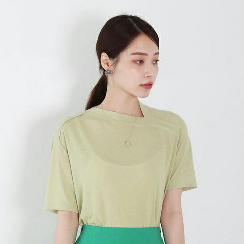 ダイアゴナルネックTシャツ・全3色・t62451 レディース【tops】【トップス Tシャツ 半袖 ダイアゴナル 単色 無地 シ