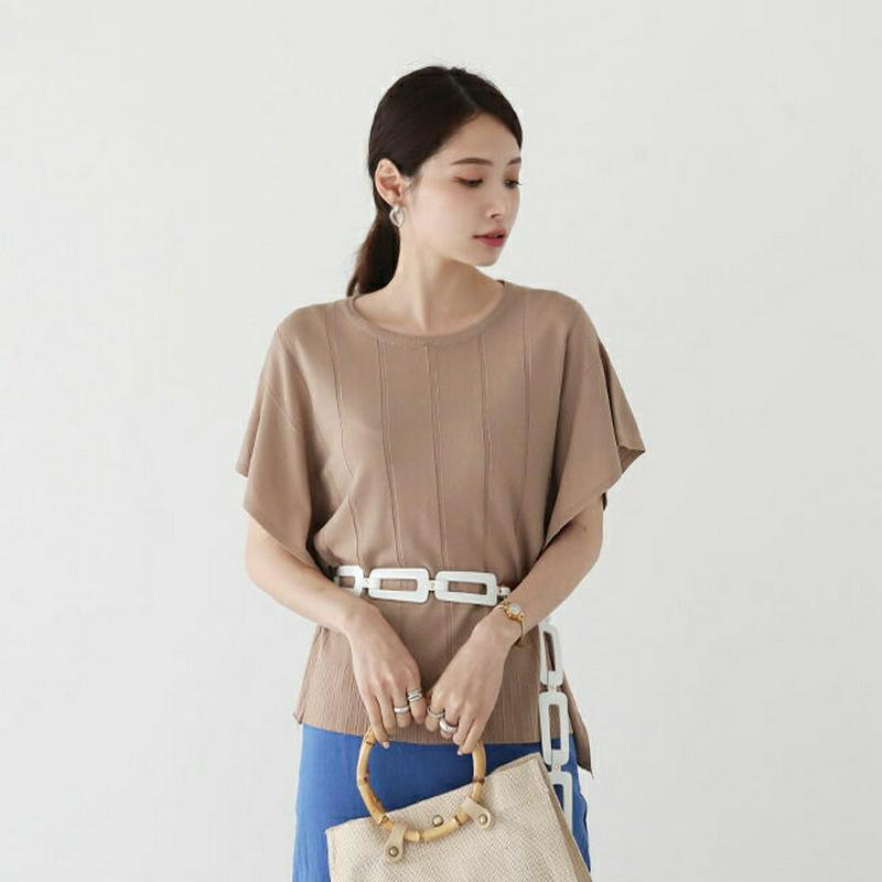 ラッフルニット・全5色・b62456 レディース【tops】【トップス ニット ニットトップス 半袖 ラッフル ゆったり 大人 