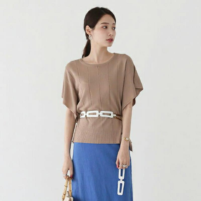 ラッフルニット・全5色・b62456 レディース【tops】【トップス ニット ニットトップス 半袖 ラッフル ゆったり 大人 