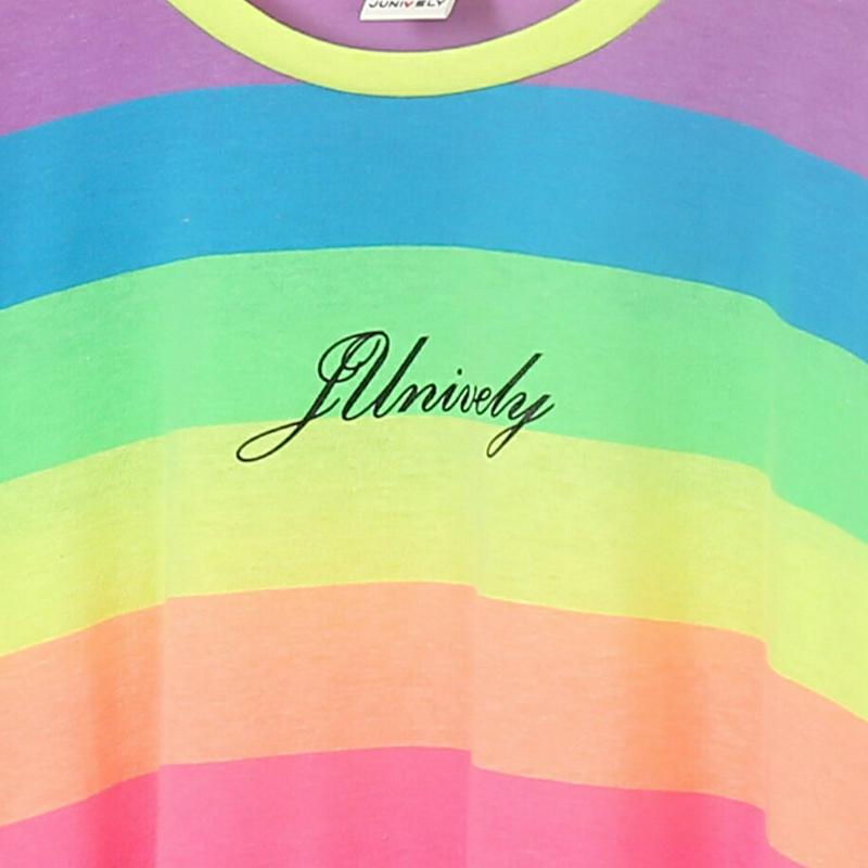レインボーTシャツ・p001595 キッズ【9~17才】【tops】【トップス Tシャツ 半袖 ハーフスリーブ レインボー カラ