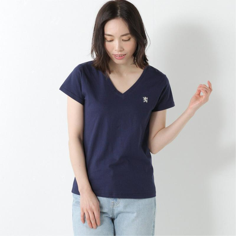 ライオン刺繍ＶネックＴシャツ【Ｍ～ＬＬ】（ジョルダーノ/GIORDANO）