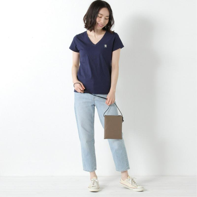 ライオン刺繍ＶネックＴシャツ【Ｍ～ＬＬ】（ジョルダーノ/GIORDANO）