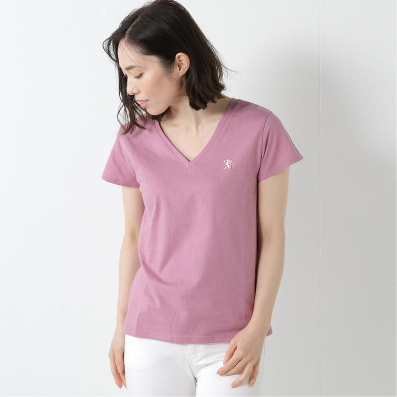 ライオン刺繍ＶネックＴシャツ【Ｍ～ＬＬ】（ジョルダーノ/GIORDANO）