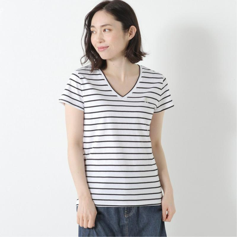 ライオン刺繍ＶネックＴシャツ【Ｍ～ＬＬ】（ジョルダーノ/GIORDANO）