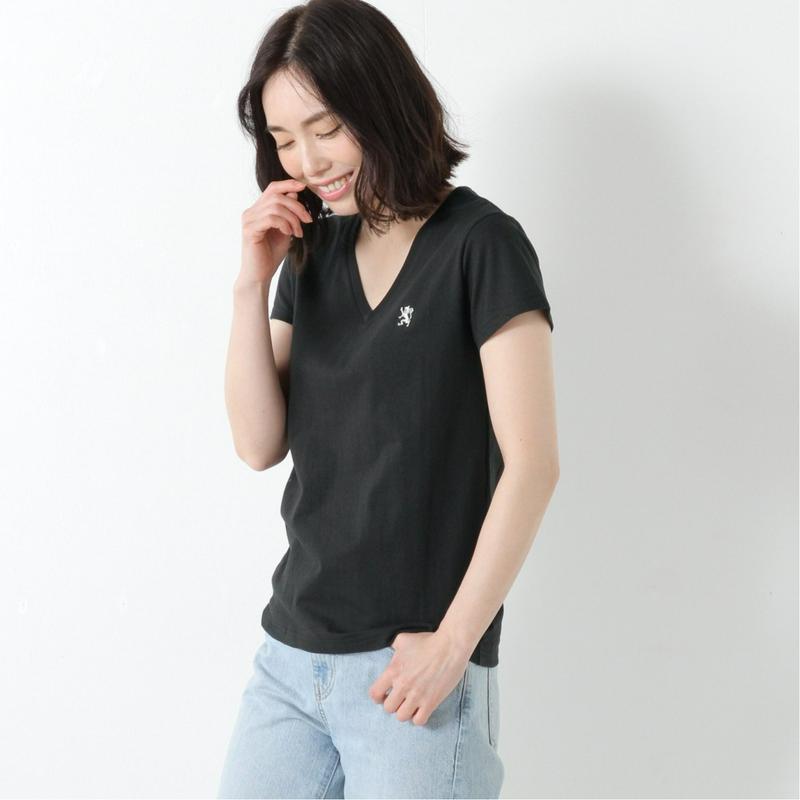 ライオン刺繍ＶネックＴシャツ【Ｍ～ＬＬ】（ジョルダーノ/GIORDANO）