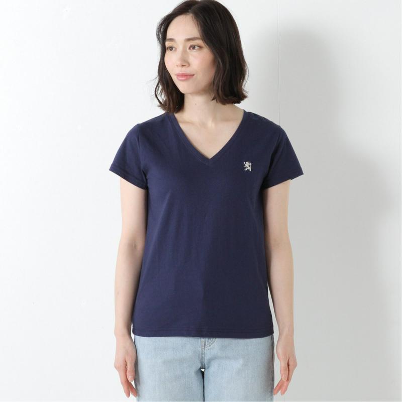 ライオン刺繍ＶネックＴシャツ【Ｍ～ＬＬ】（ジョルダーノ/GIORDANO）