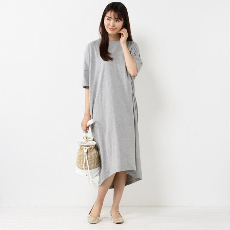 汗染み防止・抗菌消臭・ＵＳＡコットン使用◎バックタックＴシャツワンピース