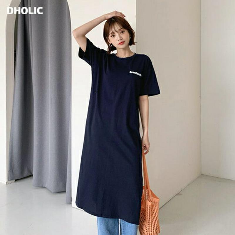 レタリングボタンワンピース・全2色・t55728 レディース【ops】【ワンピース ロング ロングワンピース 半袖 ハーフスリー