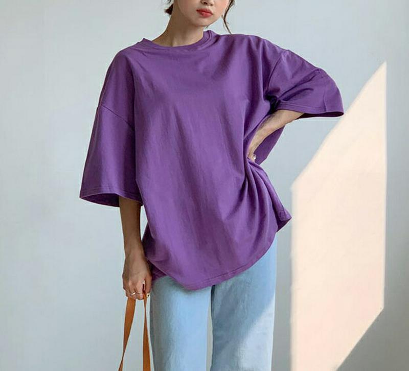 ルーズフィットTシャツ・全7色・55716 レディース【tops】【韓国 ファッション トップス Tシャツ 半袖 ハーフスリーブ 単色 無地 無地T シンプル ベーシック ゆったり ラフ オーバーサイズ カジュアル 春 夏】