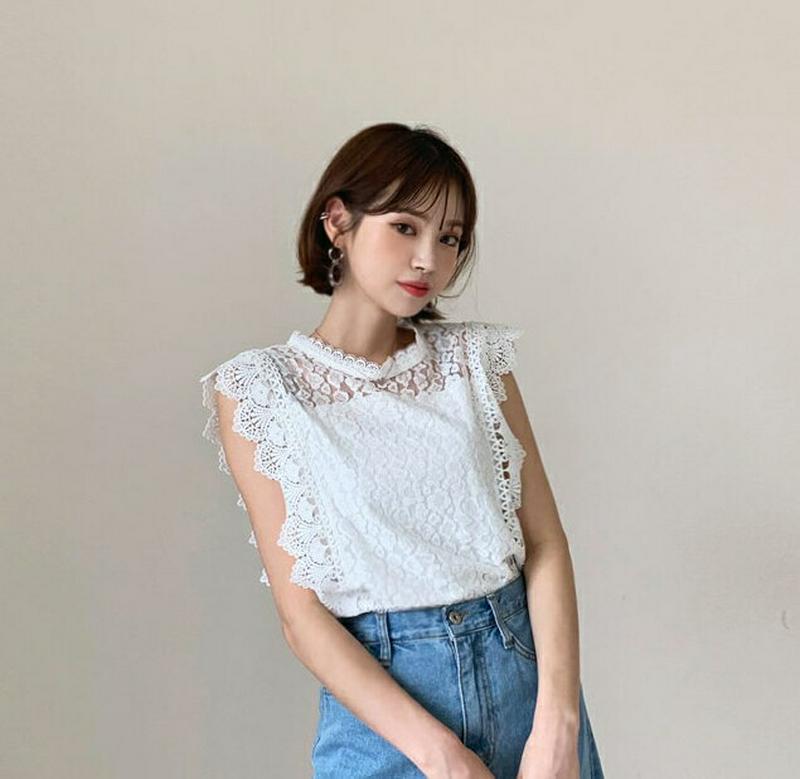 スカラップレーススリーブレス・全4色・b55713 レディース【tops】【トップス レース 総レース スカラップ スカラップレ