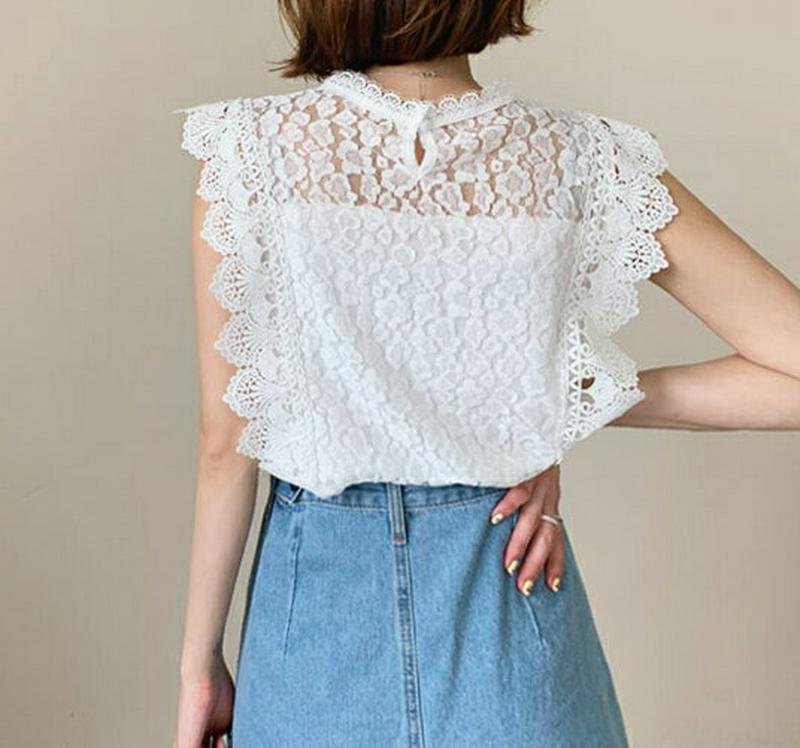 スカラップレーススリーブレス・全4色・b55713 レディース【tops】【トップス レース 総レース スカラップ スカラップレ