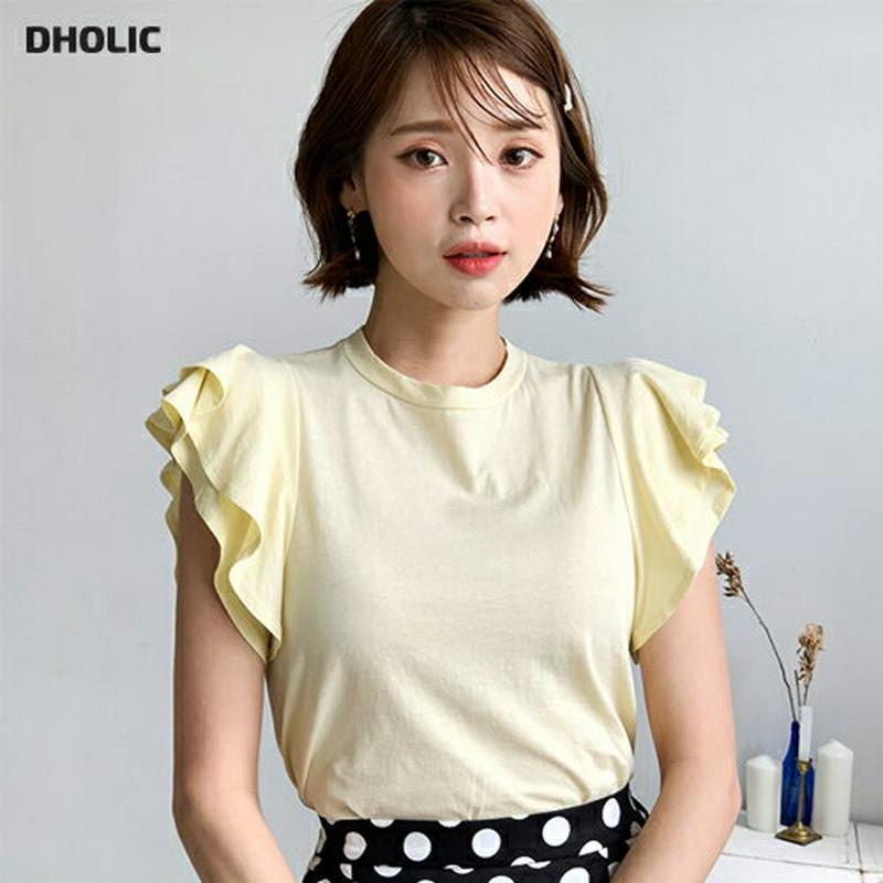 スリーブフリルTシャツ・全4色・b55717 レディース【tops】【トップス Tシャツ フリル 袖コンシャス ガーリー 可愛い