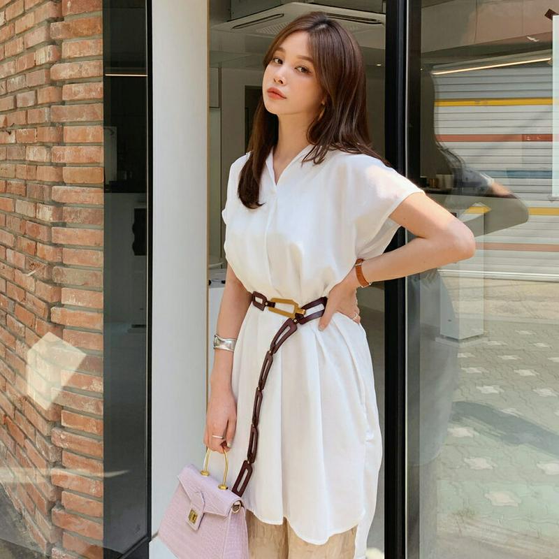 フレンチスリーブカラーワンピース・全3色・b62501 レディース【ops】【ワンピース ミディ丈 ミディワンピース 半袖 ショ